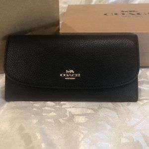 Coach Pebbled Leather Checkbook Wallet Clutch